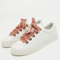 Pre Owned Fendi White Leather Low Top Sneakers Size 40