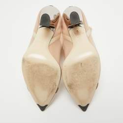 Pre Owned Fendi Beige Mesh Colibri Ankle Boots Size 38