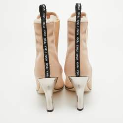 Pre Owned Fendi Beige Mesh Colibri Ankle Boots Size 38