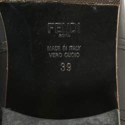 Pre Owned Fendi Black Leather Knee Length Boots Size 39