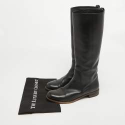 Pre Owned Fendi Black Leather Knee Length Boots Size 39