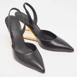 Fendi Black Leather Fendi first Slingbacks Pumps Size 38.5