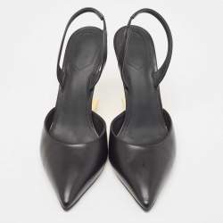 Fendi Black Leather Fendi first Slingbacks Pumps Size 38.5