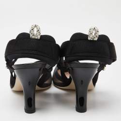 مملوكة مسبقًا Fendi Black Zucca Mesh and Canvas Colibri Slingback Pumps Size 38