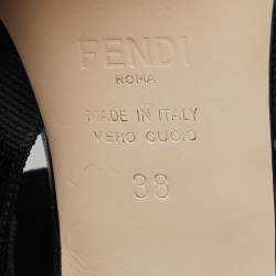 مملوكة مسبقًا Fendi Black Zucca Mesh and Canvas Colibri Slingback Pumps Size 38