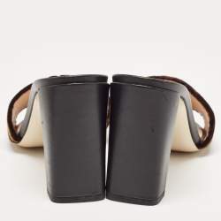 Pre Owned Fendi Brown/Beige Zucca Velvet Slide Sandals Size 39.5