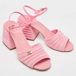 Fendi Pink Suede and Jelly Promenade Sandals Size 40