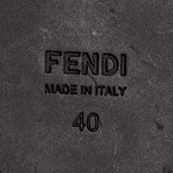 Pre Owned Fendi Black/Gold Patent Wedge Ankle Strap Sandals Size 40