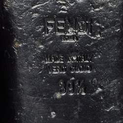 Pre Owned Fendi Black Patent Flowerland  Ballet Flats Size 39.5