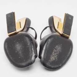 Pre Owned Fendi Black Leather Fendi First Slide Sandals Size 37