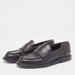 Fendi Black Leather Slip On Loafers Size 36