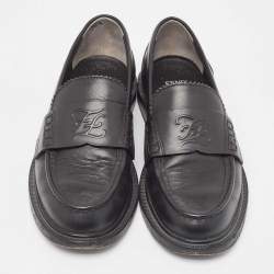 Fendi Black Leather Slip On Loafers Size 36