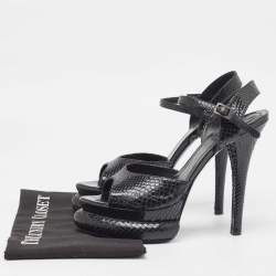 Fendi Black Python Bubble Platform Ankle Strap Sandals Size 38.5