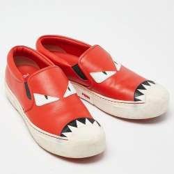 Fendi Tri Color Leather Monster Slip On Sneakers Size 38.5