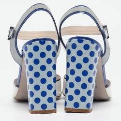 Pre Owned Fendi Tricolor Floral Print Ombre Leather and Patent Ankle Strap Sandals Size 38