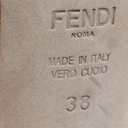 Pre Owned Fendi Tricolor Floral Print Ombre Leather and Patent Ankle Strap Sandals Size 38