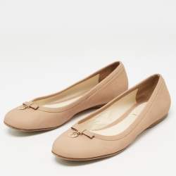 مملوكة مسبقًا Fendi Beige Leather Ballet Flats Size 38.5