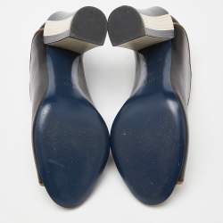 Pre Owned Fendi Black Leather Scallop Lined Peep Toe Sandals Size 36