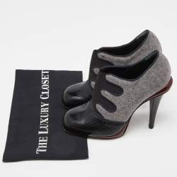 Pre Owned Fendi Multicolor Patent Leather and Wool Booties Size 37.5