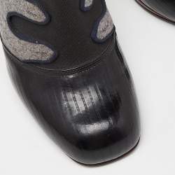 Pre Owned Fendi Multicolor Patent Leather and Wool Booties Size 37.5