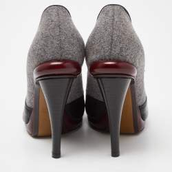 Pre Owned Fendi Multicolor Patent Leather and Wool Booties Size 37.5