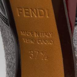 Pre Owned Fendi Multicolor Patent Leather and Wool Booties Size 37.5