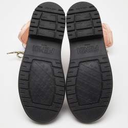 Pre Owned Fendi Pink/Brown Satin and Nylon Combat Boots Size 40