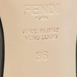 Pre Owned Fendi Black/Blue Zucca Velvet and Leather Slide Sandals Size 36