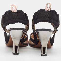 Pre Owned Fendi Brown/Black Mesh and Canvas Colibri  Pumps Size 36.5