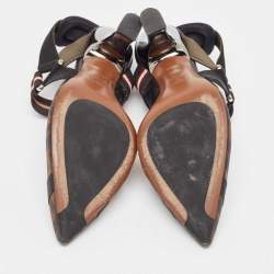 Pre Owned Fendi Brown/Black Mesh and Canvas Colibri  Pumps Size 36.5