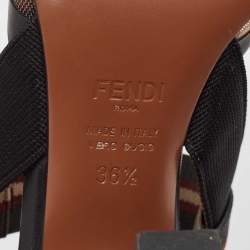 Pre Owned Fendi Brown/Black Mesh and Canvas Colibri  Pumps Size 36.5