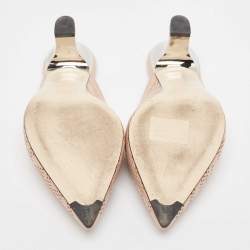 Pre Owned Fendi Beige Leather Perforated FF Mules Size 36