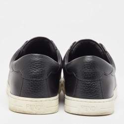 Pre Owned Fendi Black Leather Knitted Logo Rockoclick Slip-On Sneakers Size 38