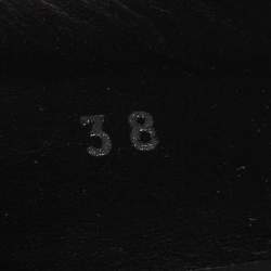 Pre Owned Fendi Black Leather Knitted Logo Rockoclick Slip-On Sneakers Size 38