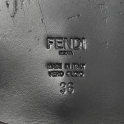 Pre Owned Fendi Black Suede And Python Cut Out Flat Slides Size 36