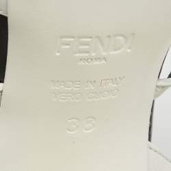 Fendi White/Black Leather Ankle Strap Sandals Size 38