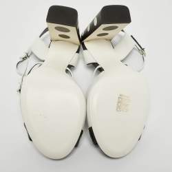 Fendi White/Black Leather Ankle Strap Sandals Size 38