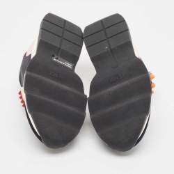 Fendi Black/Pink Fabric And Suede Fun Fair Logo Slip On Sneakers Size 36