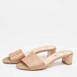 Fendi Beige Satin Slide Sandals Size 36