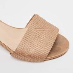 Fendi Beige Satin Slide Sandals Size 36