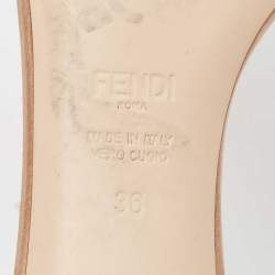 Fendi Beige Satin Slide Sandals Size 36