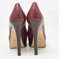 Fendi Burgundy Leather Fendista Pumps Size 37