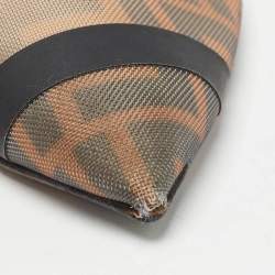 Pre Owned Fendi Brown/Black Mesh and Canvas Colibri Slingback Pumps Size 36