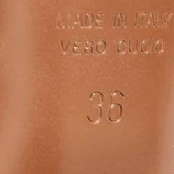 Pre Owned Fendi Brown/Black Mesh and Canvas Colibri Slingback Pumps Size 36