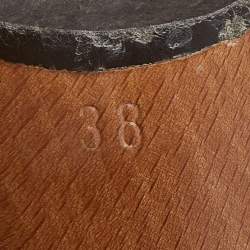 Pre Owned Fendi Brown Zucca Canvas and Leather Platform Open Toe Slide Sandals Size 38