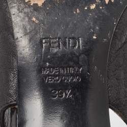 Fendi Black Leather Buckle Detail Slingback Pumps Size 39.5