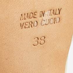 Pre Owned Fendi Cream Leather and Stretch Fabric Peep Toe Platform Pumps Size 38