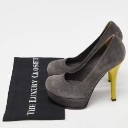 Fendi Grey Suede Fendista Platform Pumps Size 37