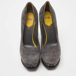 Fendi Grey Suede Fendista Platform Pumps Size 37