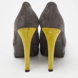 Fendi Grey Suede Fendista Platform Pumps Size 37